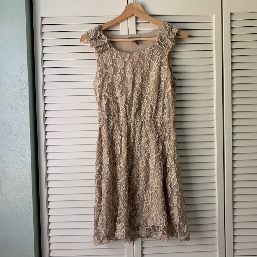 nude lace dress - ultra pink